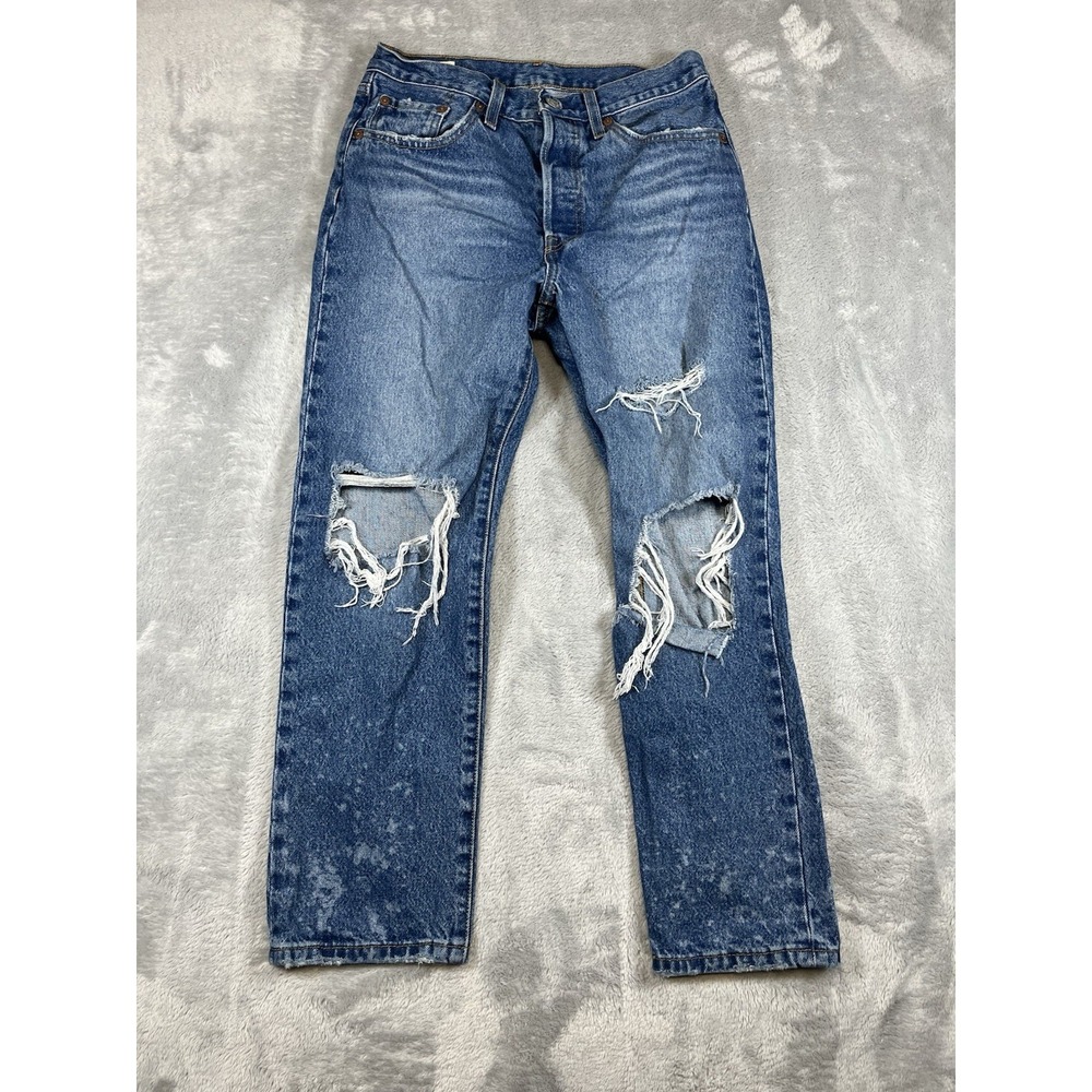 Levi's Premium Denim 501 Original Cropped Jeans Women's Size 27x26 Distressed